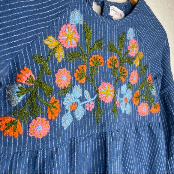 Mimi & Maggie Girls S 7/8 Floral Embroidered Dress Indigo Patchwork Collect - Picture 3 of 8